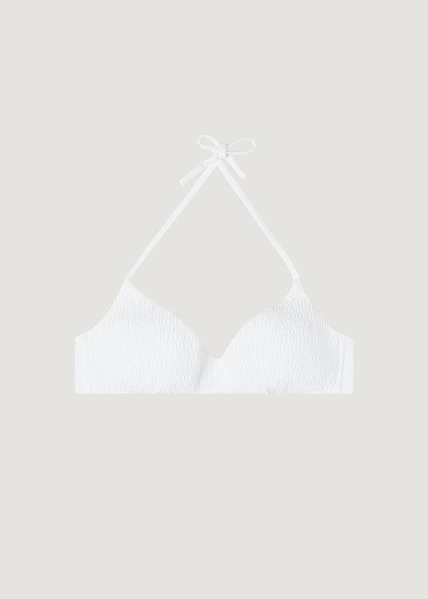 Ženski zgornji del bikinija calzedonia padded triangle lanzarote bele barve