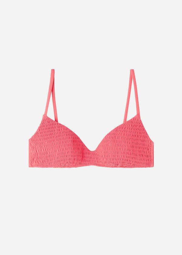 Ženski podložen zgornji del bikinija calzedonia triangle lanzarote roza