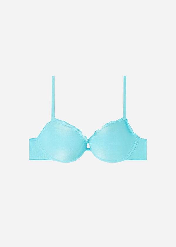 Ženski zgornji del bikinijev calzedonia push up formentera turkizne barve