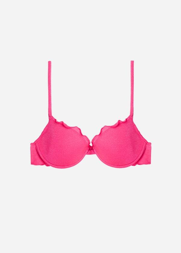 Ženski zgornji del bikinija calzedonia push up formentera roza