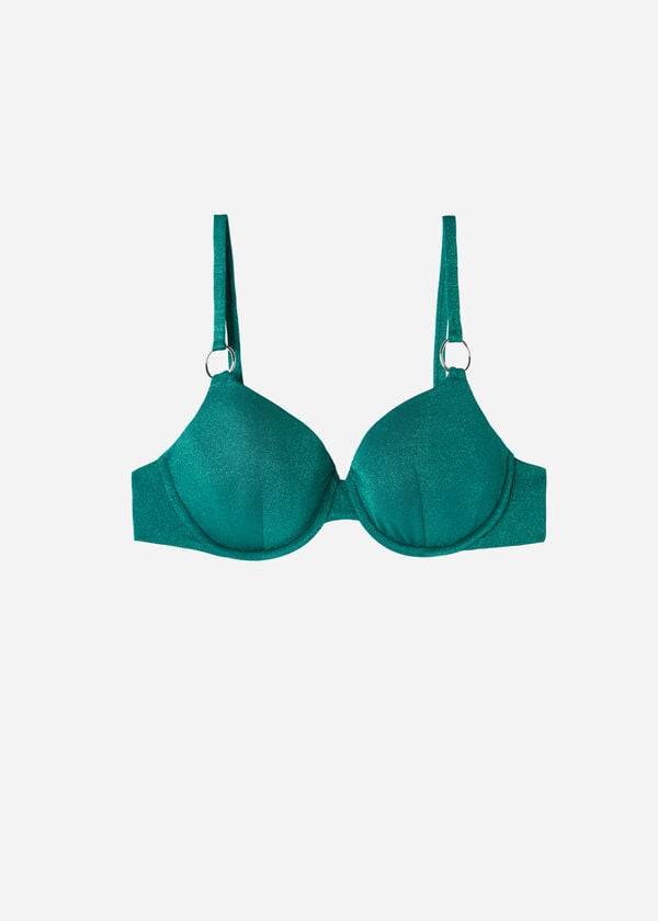 Ženski zgornji del bikinija calzedonia push up hollywood zelen