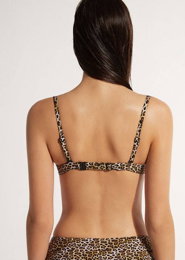 rjavi ženski zgornji del bikinija calzedonia push up malindi