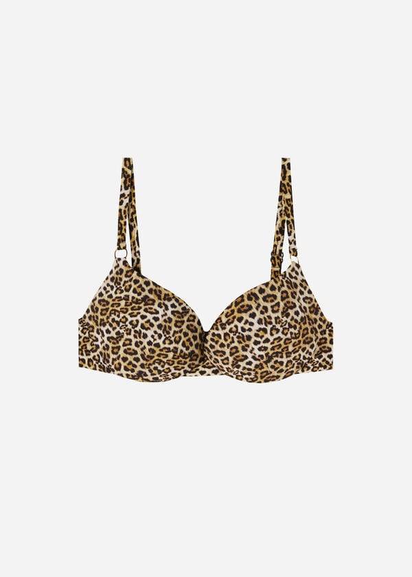rjavi ženski zgornji del bikinija calzedonia push up malindi