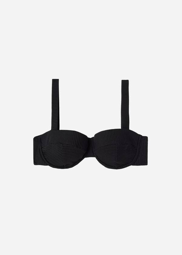Ženski zgornji del bikinijev calzedonia push-up bandeau parigi črne barve