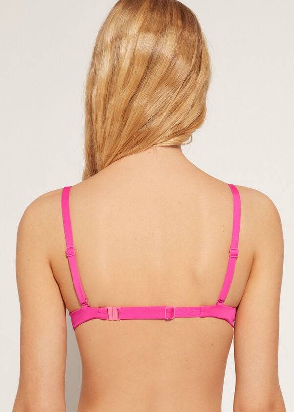 Ženski zgornji del bikini calzedonia soft graduated super padded push-up indonesia eco roza