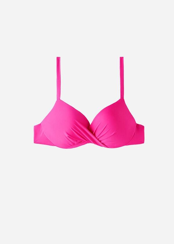 Ženski zgornji del bikini calzedonia soft graduated super padded push-up indonesia eco roza