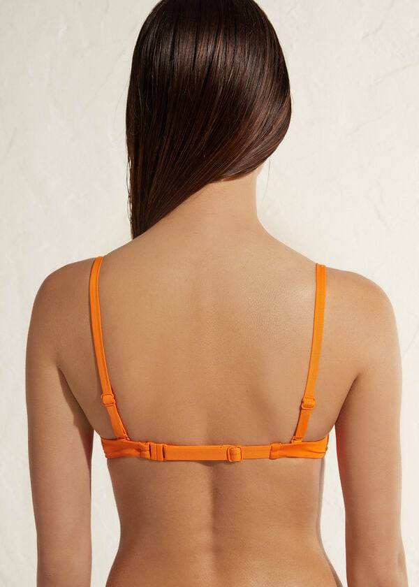 oranžen ženski eko zgornji del bikinija calzedonia super padded push up indonesia