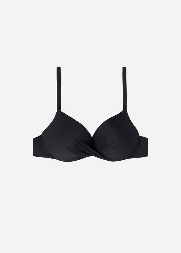 Ženski zgornji del bikinijev calzedonia super padded push up indonesia eco cobey črne barve