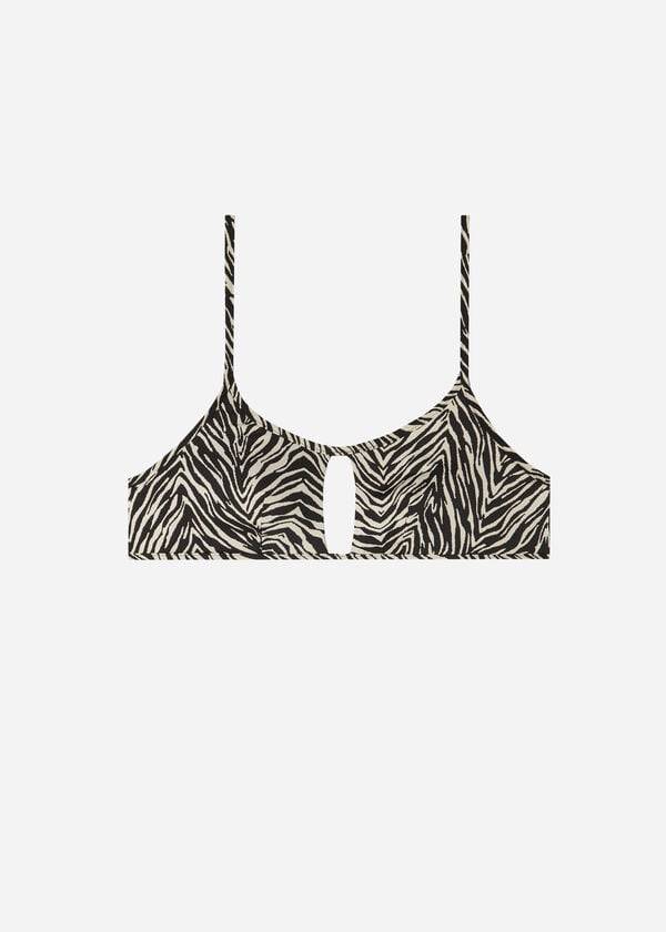 Črni ženski zgornji del bikinija calzedonia tank style zebra nairobi