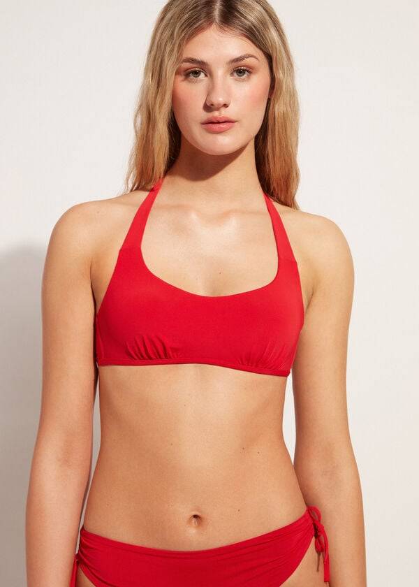 Ženski zgornji del bikinijev calzedonia tank-style indonesia rdeč