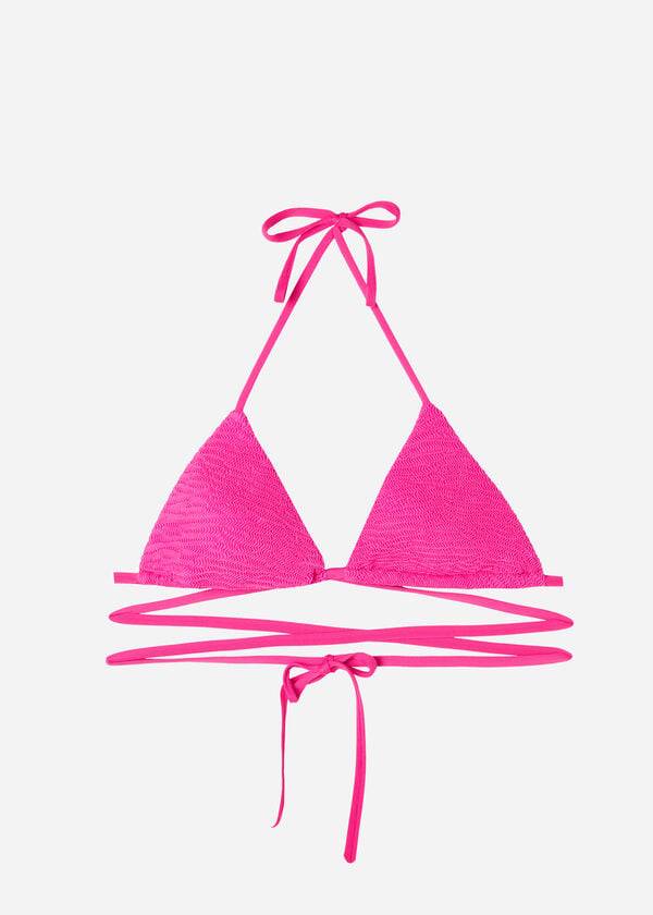 roza ženski zgornji del bikinija calzedonia triangle slide string miami