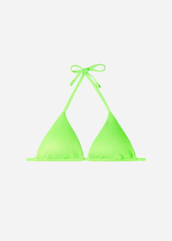 Ženski zgornji del bikinija calzedonia triangle slide string new york v zeleni barvi