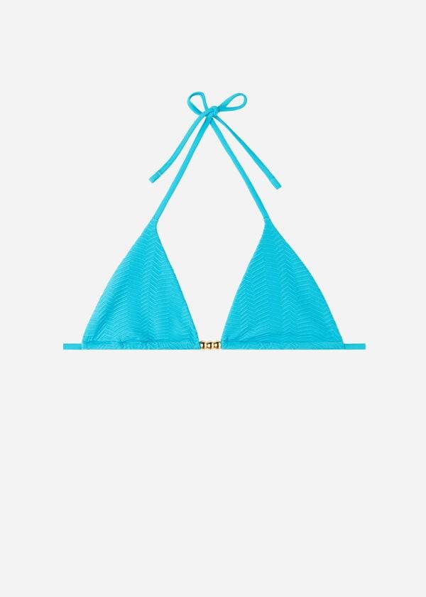 Ženski zgornji del bikinija calzedonia triangle string casablanca turkizne barve
