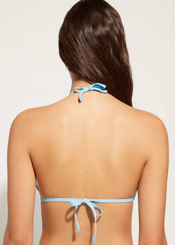 Ženski zgornji del bikinija calzedonia triangle string islamorada moder