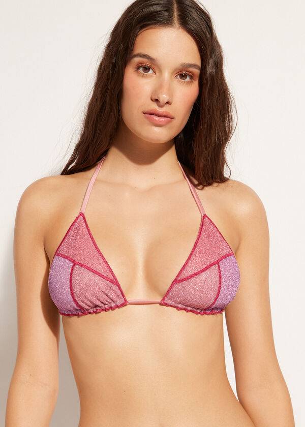 roza ženski zgornji del bikinija calzedonia triangle string lisbona