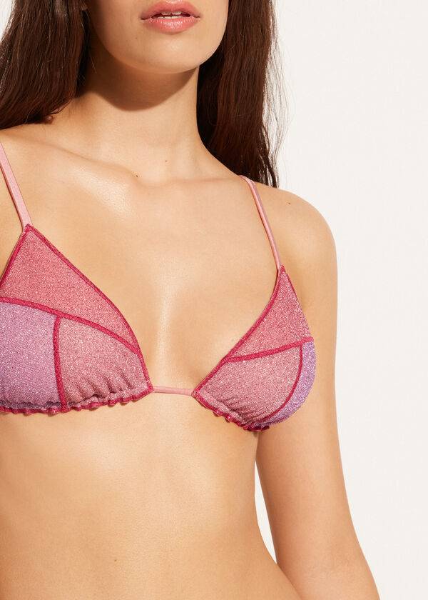 roza ženski zgornji del bikinija calzedonia triangle string lisbona