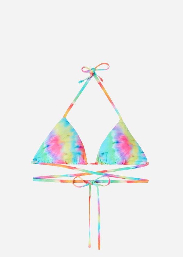 Ženski zgornji del bikinijev calzedonia triangle string orlando večbarven