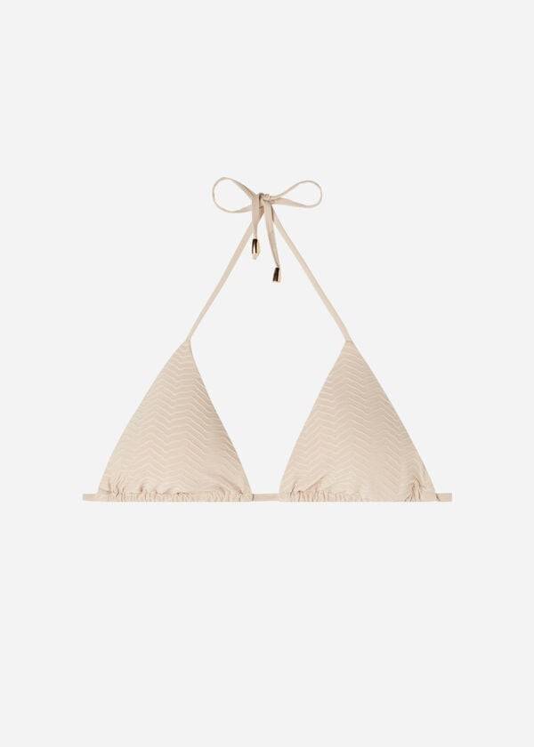 bež ženski zgornji del bikinija calzedonia triangle string the hamptons