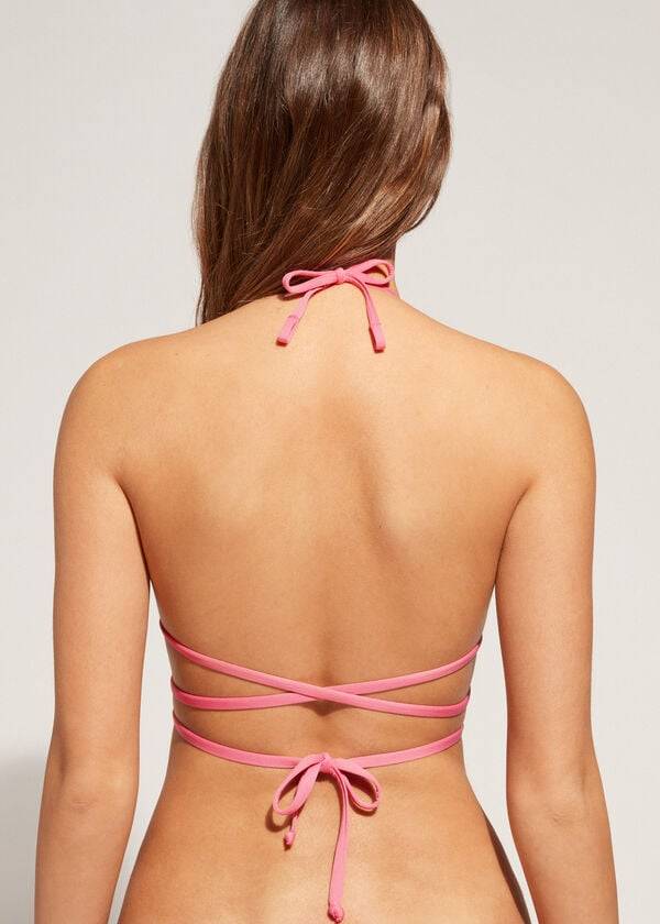 roza ženski zgornji del bikinija calzedonia triangle tie san diego