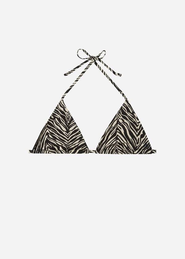 Ženski zgornji del bikinijev calzedonia triangle string zebra nairobi črne barve