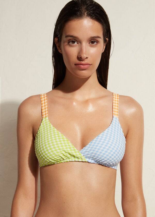 Ženski zgornji del bikinijev calzedonia triangle valencia zelenmoder