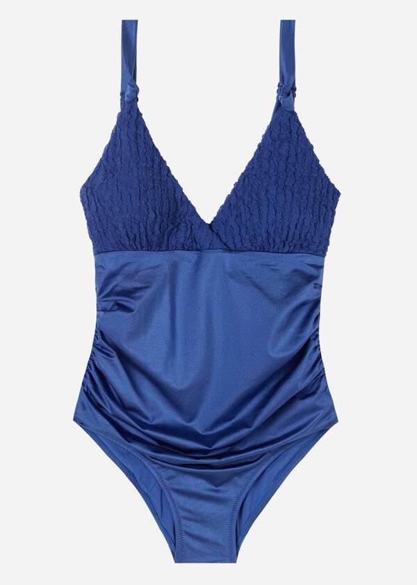 Ženske enodelne kopalke calzedonia marrakech temno modre