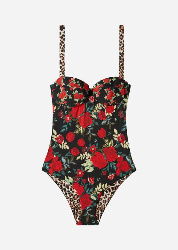 Ženske enodelne kopalke calzedonia z lahko podlogo nizza roza