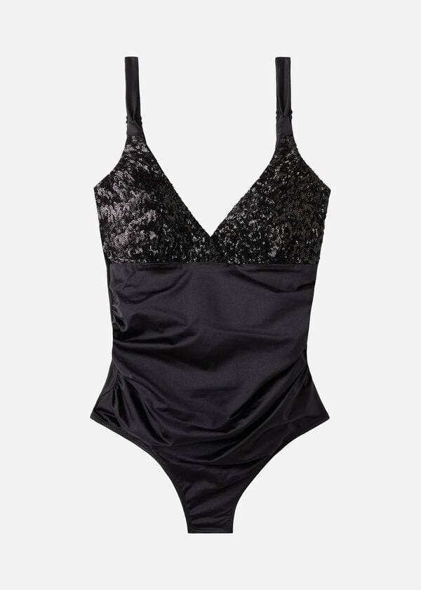 Ženske kopalke calzedonia padded one-blonde shaping-effect cannes črne